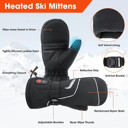 Miniatura 3 de Savior Guantes de esquí con calor térmico para snowboard, guantes de cuero para invierno, esquí, montañismo, calentador de manos para invierno