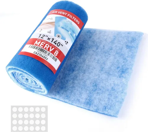 Kit de filtros de ventilación de aire de 12" x 140" - Filtros de ventilación de piso recortados a medida para el hogar. Rollo de filtro de aire
