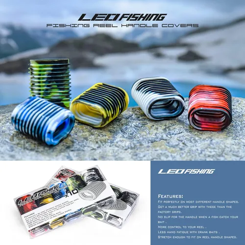 Miniatura 6 de LEO 10 piezas de goma para carrete de pesca, funda antideslizante para perilla de cebo de cebo 5 pares en paquete de 5 colores (5 colores mezclados)