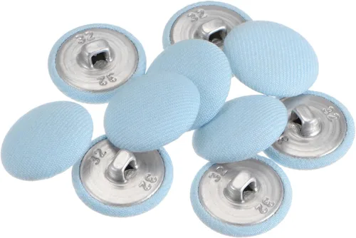 Miniatura 83 de HARFINGTON 10 botones de tela de 24L cubiertos de tela de 0.59 pulgadas, vástago de metal, botones de costura redondos para trajes, blusas de Azul