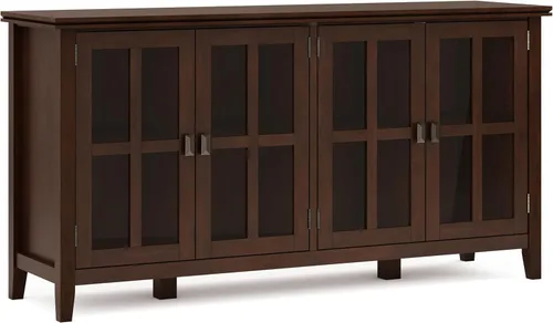 Miniatura 14 de SIMPLIHOME Armario de almacenamiento artesanal, gabinete de almacenamiento bajo de madera maciza de 30 pulgadas de ancho en marrón miel, gabinete