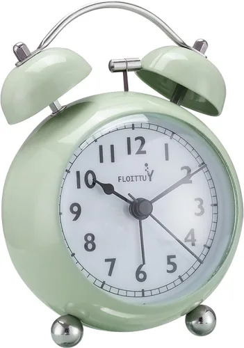 FLOITTUY {Reloj despertador fuerte para personas que duermen profundamente) Reloj despertador de campana doble de 3.5 pulgadas con luz de fondo para
