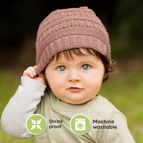 Miniatura 6 de Paquete de 3 gorros de bebé, sombreros para recién nacido, sombreros para bebé, sombreros para niña, gorro para recién nacido, gorro de invierno