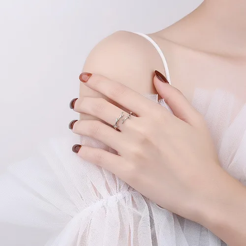 Miniatura 81 de Anillo de plata de ley 925, minimalista, ajustable, hecho a mano, para mujeres y niñas
