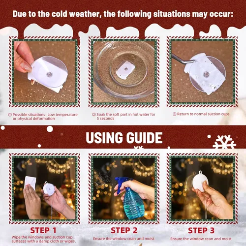 Miniatura 5 de LYUBASA Paquete de 3 luces de Navidad para ventana con temporizador, alimentadas por baterías, lechón LED multicolor para árbol de Navidad