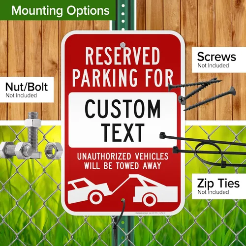 Miniatura 5 de Señal personalizada de no estacionamiento, señales personalizadas de estacionamiento reservado para negocios, vehículos no autorizados serán
