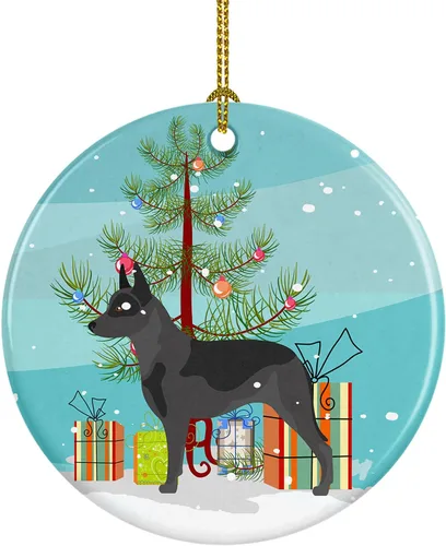 Miniatura 48 de Caroline's Treasures American Toy Fox Terrier - Adorno de cerámica de Navidad para colgar en el árbol de Navidad, decoración para el hogar, Navidad