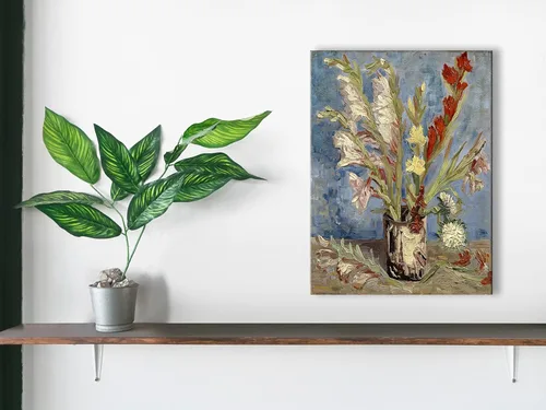 Miniatura 4 de Wieco Art Jarrón con gladiolos y asteres de China por Van Gogh Famosas pinturas al óleo Reproducción de pinturas al óleo modernas florales Giclée