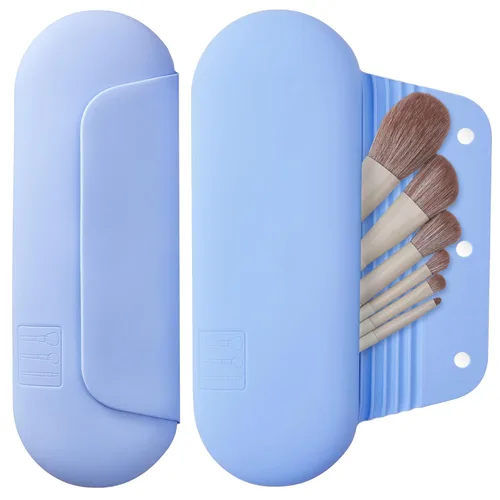 Miniatura 23 de AGIKET Soporte de silicona para brochas de maquillaje, bolsa de cosméticos de viaje: soporte suave y portátil para brochas cosméticas faciales