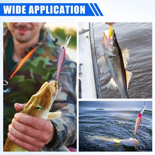 Miniatura 8 de Señuelos de pesca, cebos duros, crankbait minnow, 10 piezas de buceo profundo con gancho fuerte agudos 3D ojos realistas señuelos de pesca