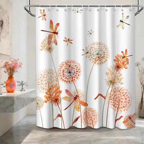 Miniatura 52 de Cortina de ducha floral para primavera y verano, flores silvestres, flores y mariposas, decoración de baño, tela impermeable con ganchos, 70