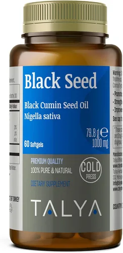 TALYA Softgel de aceite de semilla negra con alta timoquinona - Apoyo inmunológico - Salud digestiva - Función cerebral - Movilidad articular -