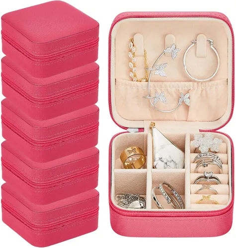 Taiyin Caja organizadora de joyas de viaje, 6 unidades, cajas de regalo para dama de honor, mini caja organizadora de almacenamiento (rosa)