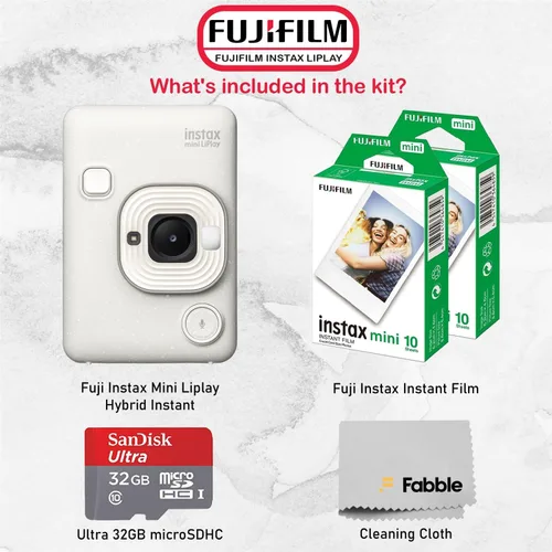Miniatura 2 de Paquete de cámara instantánea Fujifilm INSTAX Mini LiPlay híbrida con 20 hojas de película INSTAX Mini, tarjeta microSD de 32GB, cable de carga USB