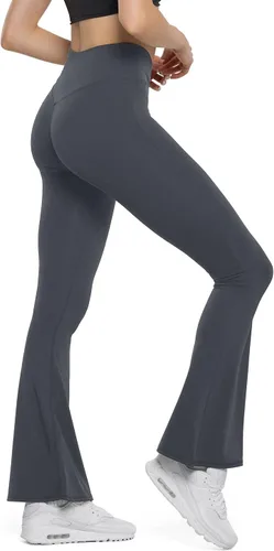 Miniatura 31 de HEGALY Pantalones de yoga acampanados para mujer, leggings cruzados, suaves, de cintura alta, pantalones casuales de entrenamiento con corte de bota