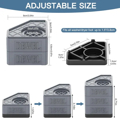 Miniatura 2 de Almohadillas antivibración para lavadora. Pedestales para lavadora y secadora con capacidad de peso de 1100 libras, almohadillas de pie de lavadora