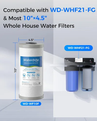 Miniatura 2 de Waterdrop WF10F Whole House Water Filter, Iron Filter, Compatible with WHF21-FG, Reduces Iron & Manganese Filter Cartridge, 6 Months, 2 Pack