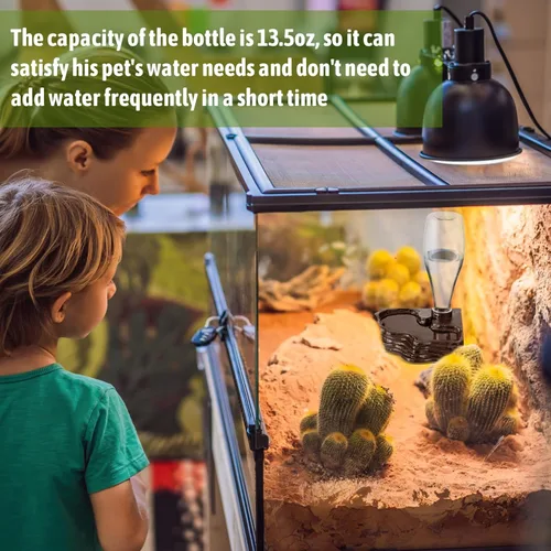 Miniatura 6 de Mumufy Paquete de 2 alimentadores de agua para reptiles, dispensador automático de agua de 13.5 onzas, accesorios de alimentación, lagartos
