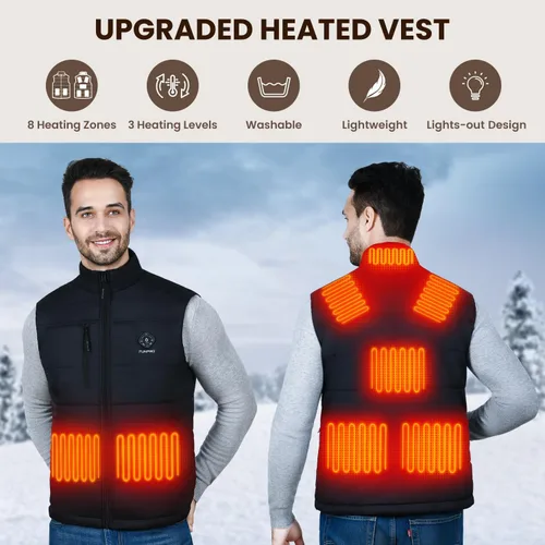 Miniatura 2 de Heated Vest for Men, 5 in-1 Smart Controller, Lights-out Design, Lightweight (Battery Pack Not Included)