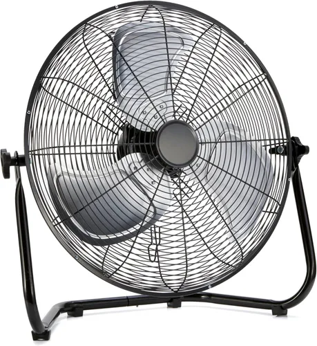 Amazon Basics Ventilador industrial de alta velocidad de 18 pulgadas, ventilador de piso, con 3 velocidades, cabezal inclinable, cumple con la