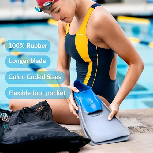 Miniatura 7 de Sporti Aletas de natación para adultos y niños para natación en piscina - Aletas flotantes largas para natación y snorkel - Aletas de natación