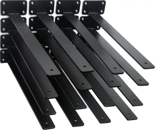 Miniatura 69 de Paquete de 2 - Soportes de estante en L ocultos negros de 4 pulgadas (1/5 pulgada de grosor) Soportes de estante flotante de hierro Soportes