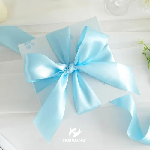 Miniatura 3 de HUIHUANG Cinta de satén azul bebé, 1.5 pulgadas de doble cara, 50 yardas para envoltura de regalos, ramos de flores, invitaciones, baby showers