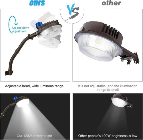 Miniatura 4 de Juyace Paquete de 2 luces LED de granero de 18000 lm, 120 W 5000 K cada una, luces de área de seguridad para exteriores del atardecer al amanecer
