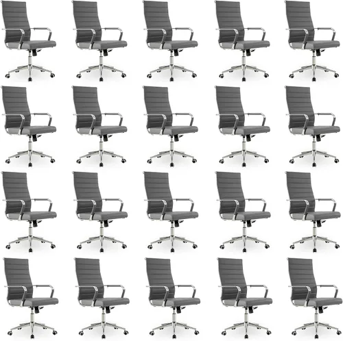 Miniatura 14 de Okeysen Office Desk Chair, Ergonomic Leather Modern Conference Room Chairs, Executive Ribbed Height Adjustable Swivel Rolling Chair for Home Office