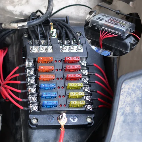 Miniatura 7 de ELECTOP Bloque de fusibles de hoja de 12 vías, 12 circuitos con soporte de caja de fusibles de bus negativo con indicador LED, cubierta
