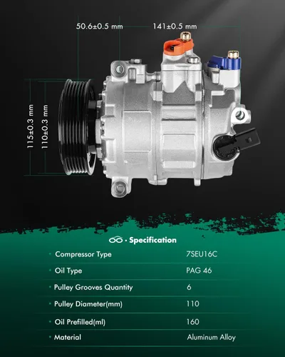 Miniatura 9 de SCITOO Compresor de CA con embrague para Volkswagen Jetta 2.0L 2006-2016, Compresor de A/C de enfriamiento rápido para Volkswagen Passat 2.0L