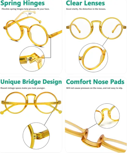 Miniatura 5 de Eyekepper Gafas de lectura redondas para mujeres y hombres lectores retro Amarillo