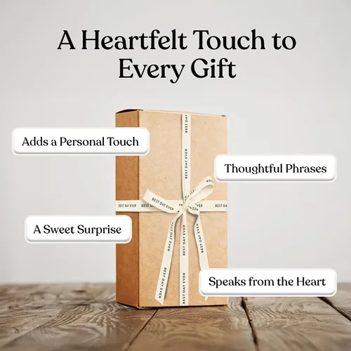 Miniatura 4 de Cinta de algodón en espiga personalizada, cinta de regalo natural de 5/8 pulgadas con frase impresa Best Day, 10 yardas