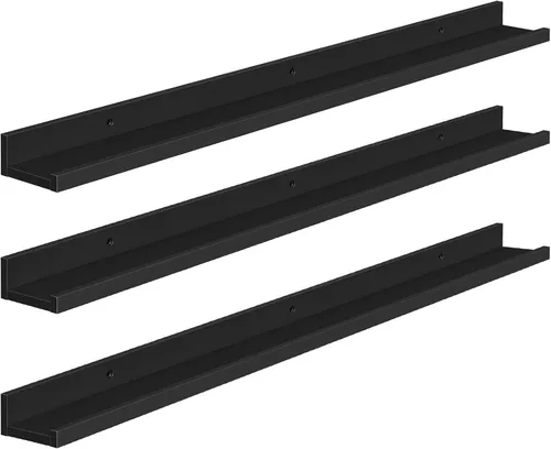 HOOBRO - Estantes flotantes, juego de 3, estante colgante de 35.4 pulgadas con borde elevado y soportes invisibles, para baño, dormitorio, cocina,