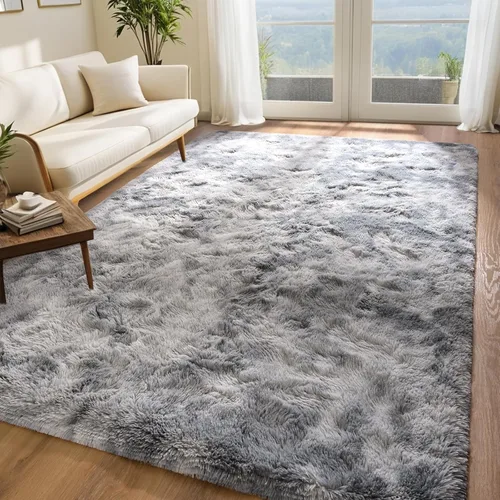 Miniatura 9 de Alfombra gris grande de 6 x 9 pies para sala de estar, dormitorio, alfombra de área de pelo mullido, alfombra de felpa antideslizante