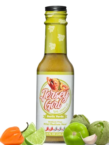 Miniatura 10 de Jersey Girl Hot Sauce Co Salsa Picante Sizzlin' Sin Sodio/Libre de Sal - Hecha con Pimienta Escorpión y Fantasma 5 Oz (Picante) Ingredientes