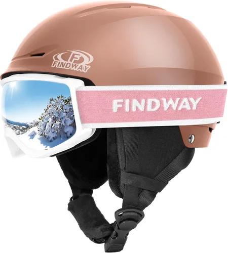 Miniatura 16 de Findway - Juego de Casco de Esquí, Casco de Snowboard con Gafas para Adultos [A Prueba de Golpes] Casco de Deportes de Nieve Seguro y Duradero