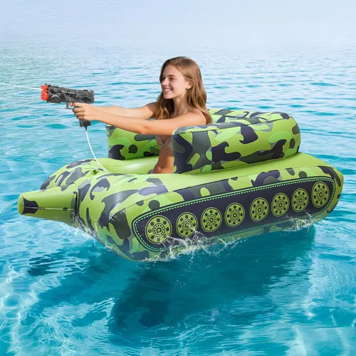Pistola de agua eléctrica automática con flotadores de piscina, divertidos flotadores inflables de piscina para fiesta en la piscina, con potentes