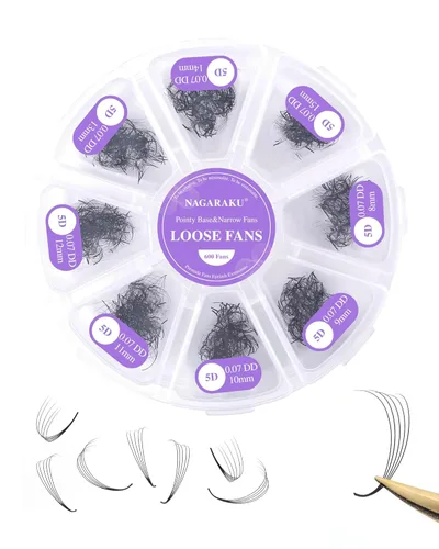 Miniatura 23 de NAGARAKU Wet Camellia - Extensión de pestañas, pestañas individuales, 3 abanicos de longitud múltiple, color negro mate natural, prepegadas
