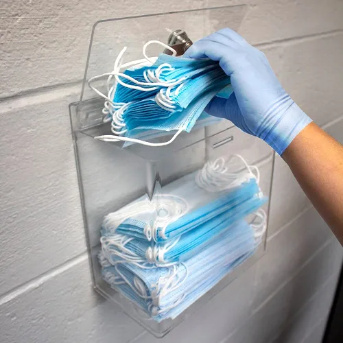 Miniatura 4 de NMC Dispensador de mascarillas acrílicas Grab & Go Secure con tapa de bloqueo, capacidad para aproximadamente 150 máscaras, montaje en pared