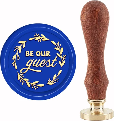 CRASPIRE Be Our Guest - Sello de cera para corona, sello de cera para boda, 1.181 in, cabeza de sello de latón extraíble vintage con mango de madera