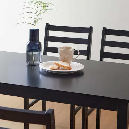 Miniatura 6 de Livinia Seattle - Juego de mesa de comedor de madera de 5 piezas para 4, moderno juego de comedor de cocina de granja con sillas traseras de Negro