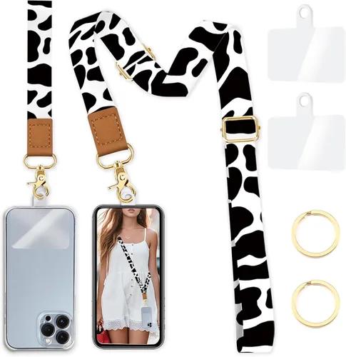 Miniatura 10 de Cordón cruzado para teléfono celular con correa para la muñeca, diseño de flores, para colgar alrededor del cuello, correa floral ajustable