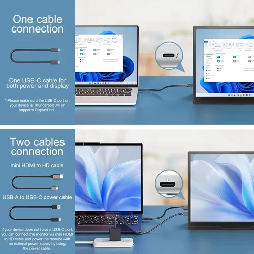 Miniatura 5 de moonka Monitor portátil de 10.5 pulgadas, pantalla FHD IPS de 1920 x 1280P, pantalla USB-C, segundo externo para laptop, PC, teléfono Mac, PS