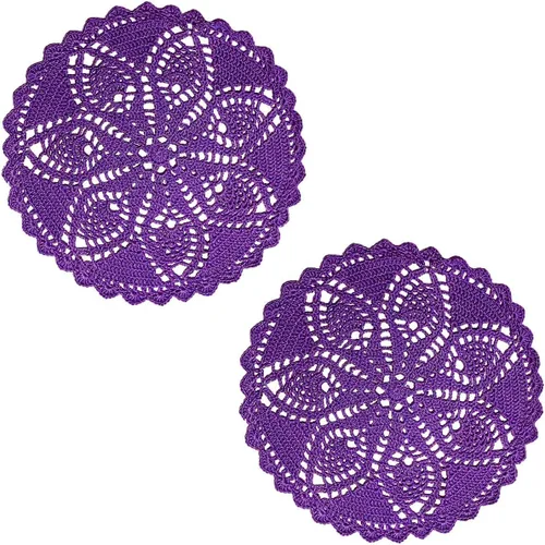 Miniatura 45 de Mantel Individual de Encaje de 11 a 12 Pulgadas Tapetes de Mesa Redondos Hechos a Mano Tapete de Ganchillo Cocina Vajilla Posavasos para Taza