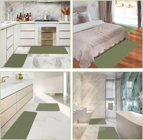 Miniatura 391 de Alfombra de baño pequeña de 12 x 18 pulgadas, lavable y absorbente, antideslizante, alfombra de baño de felpilla gruesa y suave para baño, ducha