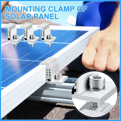 Miniatura 3 de Zhengmy Paquete de 20 abrazaderas de extremo de panel solar, soporte Z abrazaderas medias, abrazaderas de extremo de riel de aluminio, clips