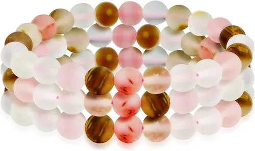 Miniatura 36 de Bling Jewelry Juego de 3 pulseras elásticas unisex apilables con cuentas redondas de 0.315 pulgadas para mujeres, adolescentes y hombres, multihebra