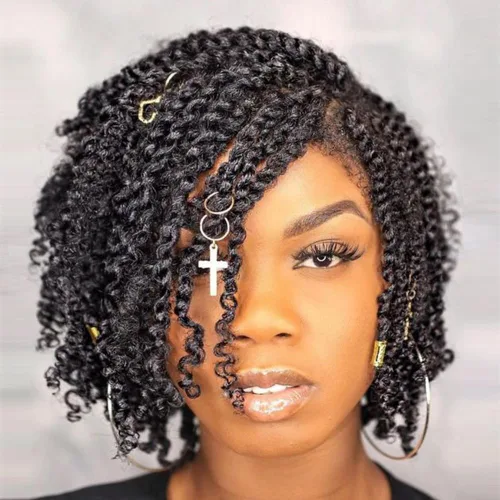 COOKOO 9 paquetes de extensiones de cabello sintético de ganchillo pretrenzado de 6 pulgadas, trenzas mini de pasión preenlazadas, trenzas 1b#
