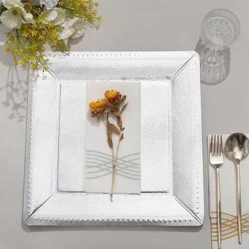 Miniatura 12 de Efavormart - Paquete de 10 bandejas cuadradas de 13 pulgadas, 1100 GSM, de cuero extra rígido con textura de cartón, platos para bodas de otoño